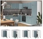 Vicco Eckunterschrank K&uuml;chenschrank R-Line Solid Wei&szlig; Blau Grau 87 cm modern