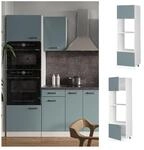 Vicco Mikrowellenschrank K&uuml;chenschrank R-Line Solid Wei&szlig; Blau Grau 60 cm modern