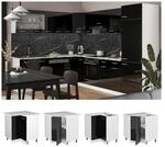 Vicco Eckunterschrank K&uuml;chenschrank R-Line Solid Wei&szlig; Schwarz 87 cm modern