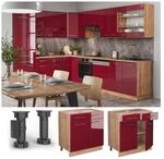 Vicco Schubunterschrank K&uuml;chenschrank K&uuml;chenm&ouml;bel Fame-Line Eiche Rot Bordeaux