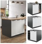 Vicco K&uuml;cheninsel K&uuml;chenblock Einbauk&uuml;che Fame-Line Landhaus Anthrazit Wei&szlig; 90 cm