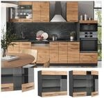 Vicco H&auml;ngeglasschrank K&uuml;chenschrank K&uuml;chenm&ouml;bel Fame-Line Anthrazit Eiche modern