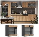 Vicco Glash&auml;ngeschrank K&uuml;chenschrank K&uuml;chenm&ouml;bel R-Line J-Shape Anthrazit Eiche