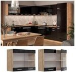 Vicco Glash&auml;ngeschrank K&uuml;chenschrank R-Line Solid Eiche Schwarz 80 cm modern