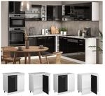 Vicco Eckunterschrank K&uuml;chenschrank R-Line Solid Wei&szlig; Schwarz 86 cm modern