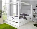 TiCAA Himmelbett Lino Kiefer Wei&szlig; 140x200