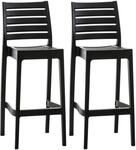 CLP 2er Set Outdoor-Barhocker Ares Mit Fu&szlig;st&uuml;tze I Stapelbare Tresenhocker In