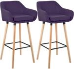 CLP Barhocker 2er Set gepolstert mit Lehne Grant, Barstuhl mit Stoffbezug, Gestell
