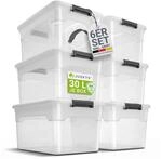 Juskys Aufbewahrungsbox mit Deckel - 6er Set Kunststoff Boxen 30l - Box stapelbar,