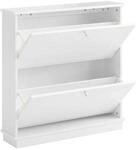 SoBuy Schuhschrank mit 2 T&uuml;ren Wei&szlig; 76x18x78cm Modern
