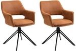 byLIVING Esszimmerstuhl ESTELLE, 2-er Set, Bezug braun, Gestell Metall schwarz