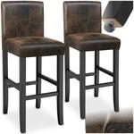 tectake&reg; Barhocker, gepolstert mit R&uuml;ckenlehne, Stuhlbeine aus Massivholz,