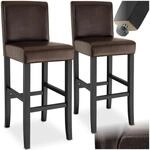 tectake&reg; Barhocker, gepolstert mit R&uuml;ckenlehne, Stuhlbeine aus Massivholz,