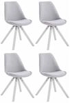 CLP 4er Set Besucherstuhl Toulouse Stoff Square wei&szlig; - Farbe: grau,...