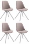 CLP 4er Set Besucherstuhl Toulouse Stoff Square wei&szlig; - Farbe: taupe,...