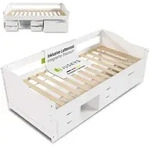 Juskys Funktionsbett Nalu 90x200 cm - Holz Bett mit Lattenrost & Schubladen -