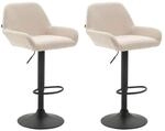 CLP 2er Set Barhocker h&ouml;henverstellbar Braga, mit Stoffbezug und R&uuml;ckenlehne,