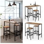 Vicco Bartisch Set 2 Barhocker Fyrk Bistrotisch Stehtisch Bartresen K&uuml;chenhocker
