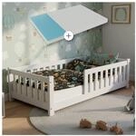 Juskys Kinderbett Naya 90x200 cm - Bett mit Matratze, Rausfallschutz & Lattenrost -