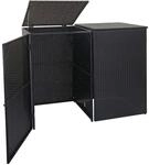 2er-M&uuml;lltonnenverkleidung MCW-E25, M&uuml;lltonnenbox M&uuml;lltonnenabdeckung, Poly-Rattan