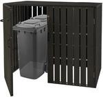 XL 2er-/4er-WPC-M&uuml;lltonnenverkleidung MCW-J28, M&uuml;lltonnenbox, Metall...