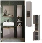 Vicco Hochschrank Marelle Greige Eiche 30 x 180 cm mit T&uuml;ren und offenen F&auml;chern