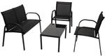 Lounge Set ARONA 4-teilig, Metall + Kunstgewebe schwarz