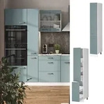 Vicco Apothekerhochschrank K&uuml;chenschrank R-Line Solid Wei&szlig; Blau Grau 30 cm...