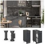 Vicco Apothekerunterschrank R-Line Schwarz Beton Anthrazit 30 cm mit Arbeitsplatte