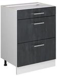 Vicco Schubladenunterschrank R-Line Schwarz Beton Wei&szlig; 60 cm ohne Arbeitsplatte