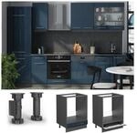 Vicco Herdumbauschrank Fame-Line Anthrazit Dunkelblau Hochglanz 60 cm ohne