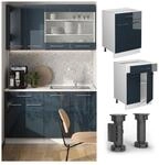 Vicco Schubunterschrank Fame-Line Wei&szlig; Dunkelblau Hochglanz 60 cm mit Arbeitsplatte