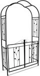 Rosenbogen MONTPELLIER 220x120cm mit Torpforte, Metall schwarz in...