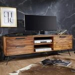 FineBuy Lowboard Sheesham Massiv Holz Hifi Board Fernsehschrank Wohnzimmer