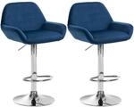 CLP 2er Set Barhocker Braga Samtbezug mit Metallgestell I H&ouml;henverstellbar und