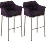 CLP Barhocker 2er Set mit Lehne Damaso, Barst&uuml;hle gepolstert mit Stoffbezug,