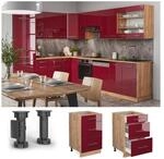 Vicco Schubunterschrank K&uuml;chenschrank K&uuml;chenm&ouml;bel Fame-Line Eiche Rot Bordeaux