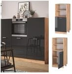 Vicco Backofenumbauschrank K&uuml;chenschrank K&uuml;chenzeile R-Line 60 cm Eiche Anthrazit