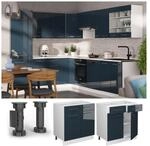 Vicco Schubunterschrank Fame-Line Wei&szlig; Dunkelblau Hochglanz 80 cm mit Arbeitsplatte