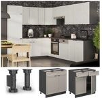 Vicco Schubunterschrank Fame-Line Anthrazit Grau-Beige gerahmt 80 cm mit