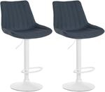CLP 2er Set Barhocker Toni Stoff I H&ouml;henverstellbarer Barstuhl Mit Metallgestell I