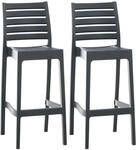 CLP 2er Set Outdoor-Barhocker Ares Mit Fu&szlig;st&uuml;tze I Stapelbare Tresenhocker In