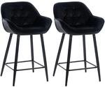 CLP 2er Set Barhocker Gibson Samt I Sitzh&ouml;he 76 cm I Tresenst&uuml;hle Mit Fu&szlig;st&uuml;tze