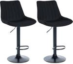CLP 2er Set Barhocker Toni Stoff I H&ouml;henverstellbarer Barstuhl Mit Metallgestell I