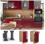 Vicco Schubunterschrank K&uuml;chenschrank K&uuml;chenm&ouml;bel Fame-Line Eiche Rot Bordeaux