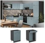 Vicco Schubunterschrank K&uuml;chenschrank R-Line Solid Anthrazit Blau Grau 60 cm modern