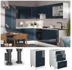 Vicco Schubladenunterschrank Fame-Line Wei&szlig; Dunkelblau Hochglanz 50 cm mit