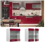 Vicco H&auml;ngeglasschrank K&uuml;chenschrank K&uuml;chenzeile R-Line 60 cm Wei&szlig; Bordeaux T&uuml;r