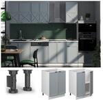 Vicco Unterschrank Fame-Line Wei&szlig; Hellblau-Grau gerahmt 60 cm mit Arbeitsplatte