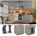 Vicco Schubunterschrank Fame-Line Eiche Hellblau-Grau gerahmt 80 cm mit Arbeitsplatte